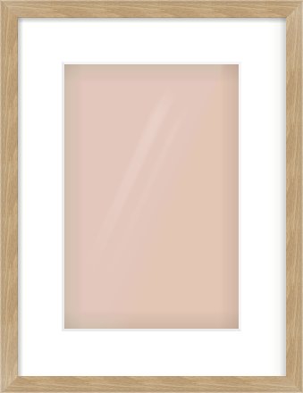 Oak Veneer Flat Frame for 8 × 12in artwork, with Smooth White Single Mount
