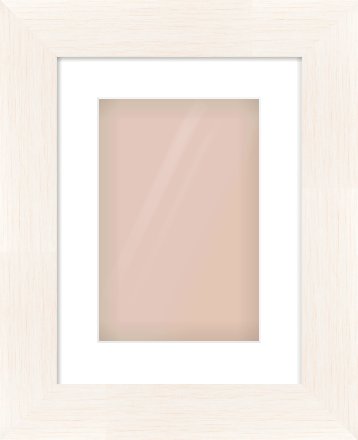 Ivory Driftwood Flat Frame for 8 × 12in artwork, with Smooth White Single Mount
