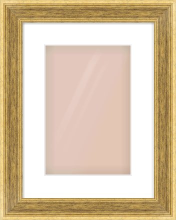 Gold Flat Frame for 8 × 12in artwork, with Smooth White Single Mount