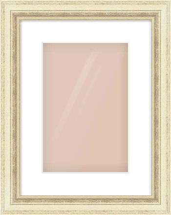 Ivory Distressed Frame for 8 × 12in artwork, with Smooth White Single Mount
