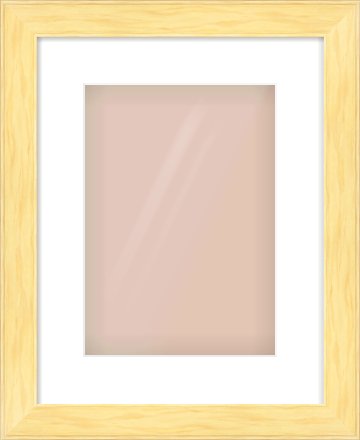 Natural Wood Stepped Flat Frame for 210 × 297mm artwork, with Smooth White Single Mount