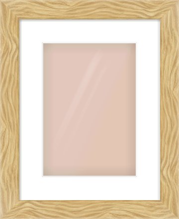 Natural Wood Flat Frame for 210 × 297mm artwork, with Smooth White Single Mount