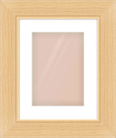 Natural Wood Flat Frame for 210 × 297mm artwork, with Smooth White Single Mount