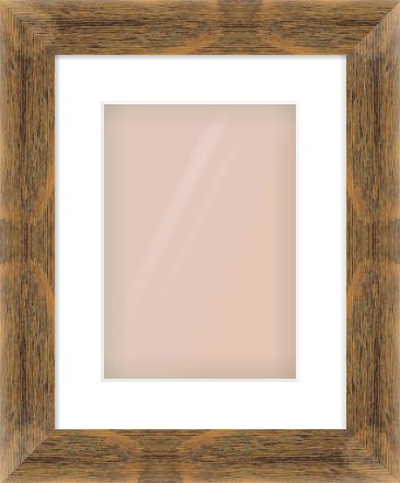 Characteristic Brown Flat Frame for 210 × 297mm artwork, with Smooth White Single Mount