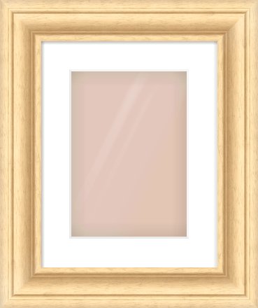 Natural Wood Scoop Frame for 210 × 297mm artwork, with Smooth White Single Mount