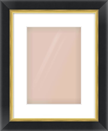 Black/Gold Reverse Frame for 210 × 297mm artwork, with Smooth White Single Mount