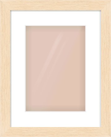 Natural wood Flat Frame for 210 × 297mm artwork, with Smooth White Single Mount