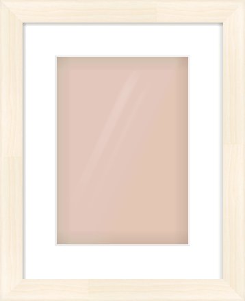 Natural Wood Flat Frame for 210 × 297mm artwork, with Smooth White Single Mount