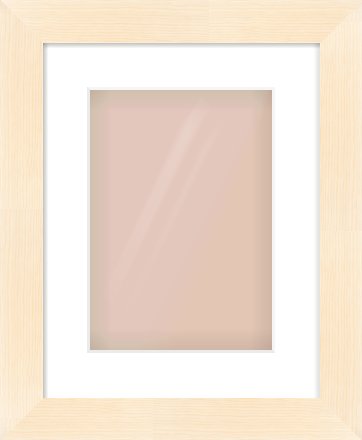 Natural Wood Flat Frame for 210 × 297mm artwork, with Smooth White Single Mount