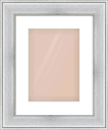 Brushed Silver Cushion Frame for 210 × 297mm artwork, with Smooth White Single Mount