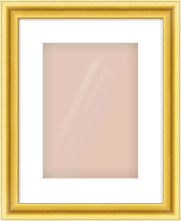 Gold Cushion Frame for 210 × 297mm artwork, with Smooth White Single Mount