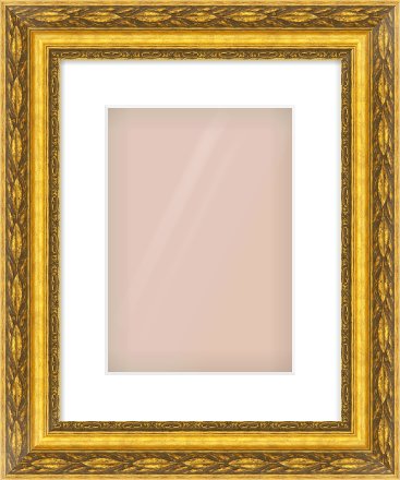 Gold Spoon Frame for 210 × 297mm artwork, with Smooth White Single Mount