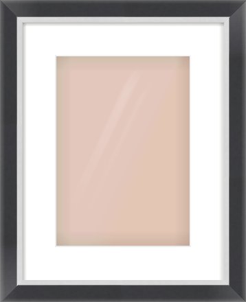 Black/Silver Flat Frame for 210 × 297mm artwork, with Smooth White Single Mount