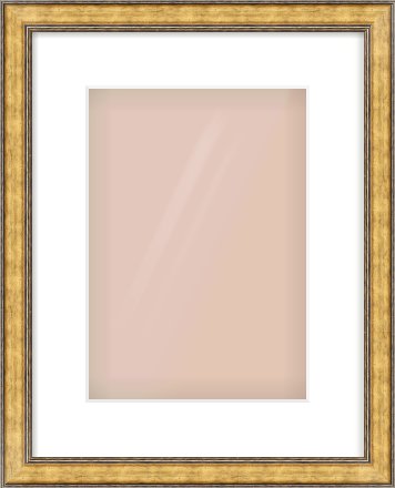 Gold Spoon Frame for 210 × 297mm artwork, with Smooth White Single Mount