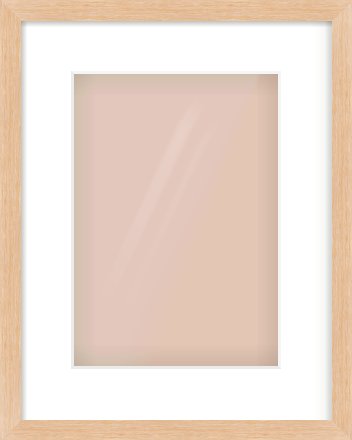 Light Oak Veneer Flat Frame for 210 × 297mm artwork, with Smooth White Single Mount
