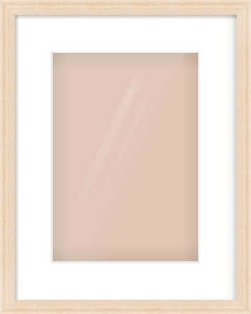 Natural Wood Flat Frame for 210 × 297mm artwork, with Smooth White Single Mount