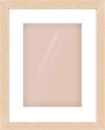 Light Oak Veneer Flat Frame for 210 × 297mm artwork, with Smooth White Single Mount