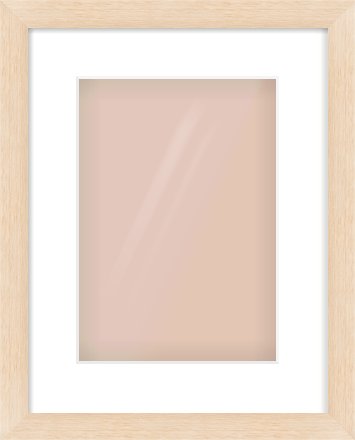 Natural Wood Flat Frame for 210 × 297mm artwork, with Smooth White Single Mount