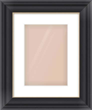 Black/Gold Scoop Frame for 210 × 297mm artwork, with Smooth White Single Mount
