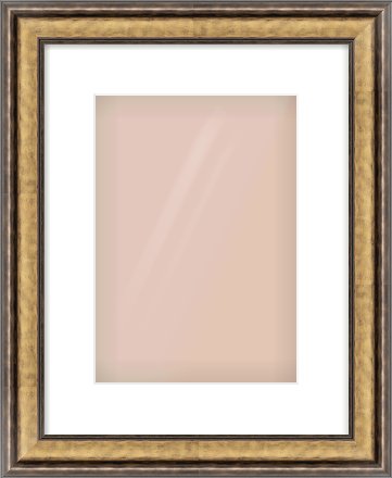 Gold Spoon Frame for 210 × 297mm artwork, with Smooth White Single Mount