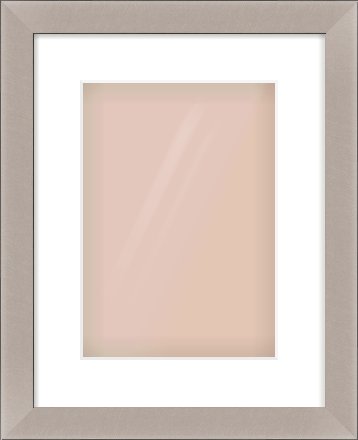Brushed Silver & Black Sided Flat Frame for 210 × 297mm artwork, with Smooth White Single Mount