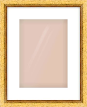 Gold Leaf Flat Frame for 210 × 297mm artwork, with Smooth White Single Mount