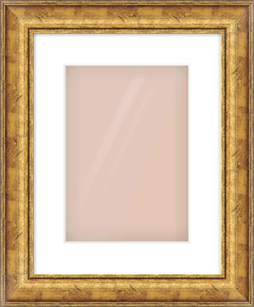 Gold Dome Frame for 210 × 297mm artwork, with Smooth White Single Mount