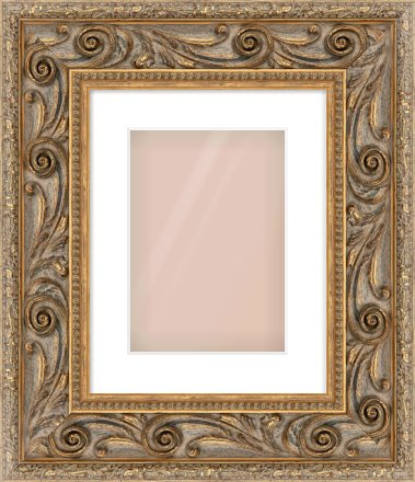Gold Spoon Frame for 210 × 297mm artwork, with Smooth White Single Mount