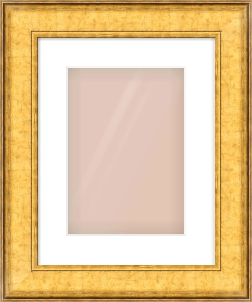 Gold Flat Frame for 210 × 297mm artwork, with Smooth White Single Mount