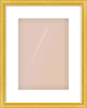Gold Cushion Frame for 210 × 297mm artwork, with Smooth White Single Mount