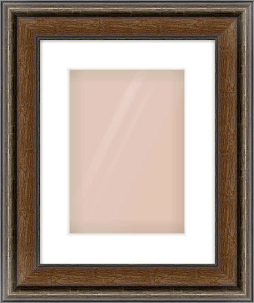 Walnut / Pewter Spoon Frame for 210 × 297mm artwork, with Smooth White Single Mount