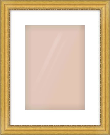 Gold Spoon Frame for 210 × 297mm artwork, with Smooth White Single Mount