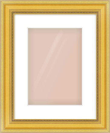 Gold Spoon Frame for 210 × 297mm artwork, with Smooth White Single Mount