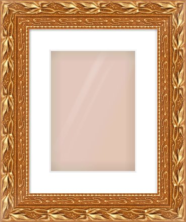 Gold Spoon Frame for 210 × 297mm artwork, with Smooth White Single Mount