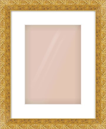 Gold Spoon Frame for 210 × 297mm artwork, with Smooth White Single Mount