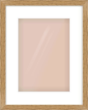 Oak Effect Flat Frame for 210 × 297mm artwork, with Smooth White Single Mount