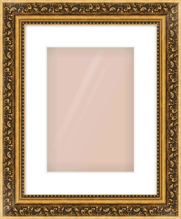 Gold Spoon Frame for 210 × 297mm artwork, with Smooth White Single Mount