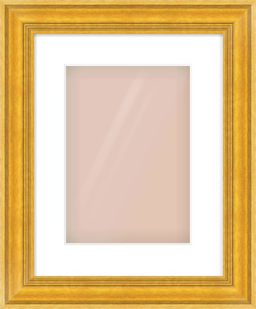 Gold Spoon Frame for 210 × 297mm artwork, with Smooth White Single Mount