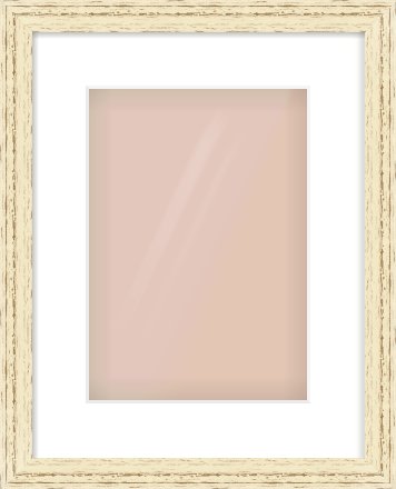 Distressed Cream Wood Grain Flat Frame for 210 × 297mm artwork, with Smooth White Single Mount