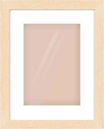 Natural wood Flat Frame for 21 × 30cm artwork, with Smooth White Single Mount