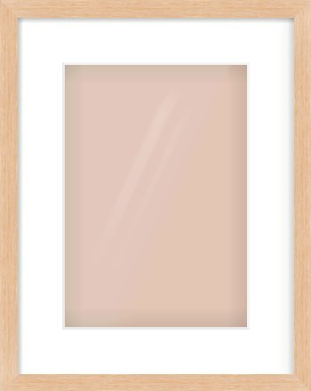 Light Oak Veneer Flat Frame for 21 × 30cm artwork, with Smooth White Single Mount