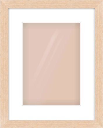 Light Oak Veneer Flat Frame for 21 × 30cm artwork, with Smooth White Single Mount