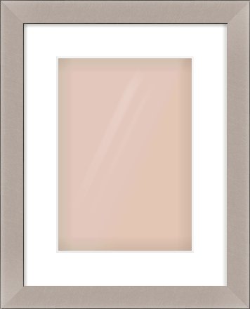Brushed Silver & Black Sided Flat Frame for 21 × 30cm artwork, with Smooth White Single Mount
