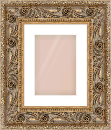 Gold Spoon Frame for 21 × 30cm artwork, with Smooth White Single Mount