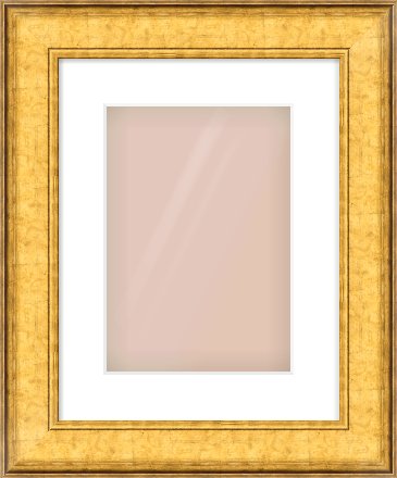 Gold Flat Frame for 21 × 30cm artwork, with Smooth White Single Mount
