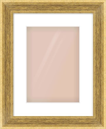 Gold Flat Frame for 21 × 30cm artwork, with Smooth White Single Mount