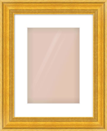 Gold Spoon Frame for 21 × 30cm artwork, with Smooth White Single Mount