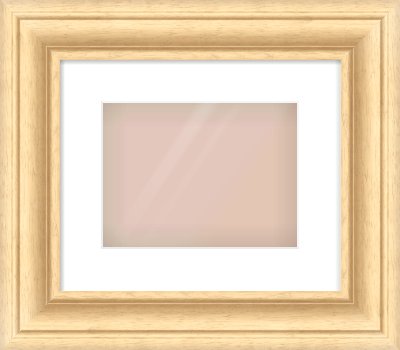 Natural Wood Scoop Frame for 24 × 18cm artwork, with Smooth White Single Mount
