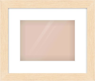 Natural wood Flat Frame for 24 × 18cm artwork, with Smooth White Single Mount