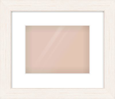 Ivory Driftwood Flat Frame for 24 × 18cm artwork, with Smooth White Single Mount